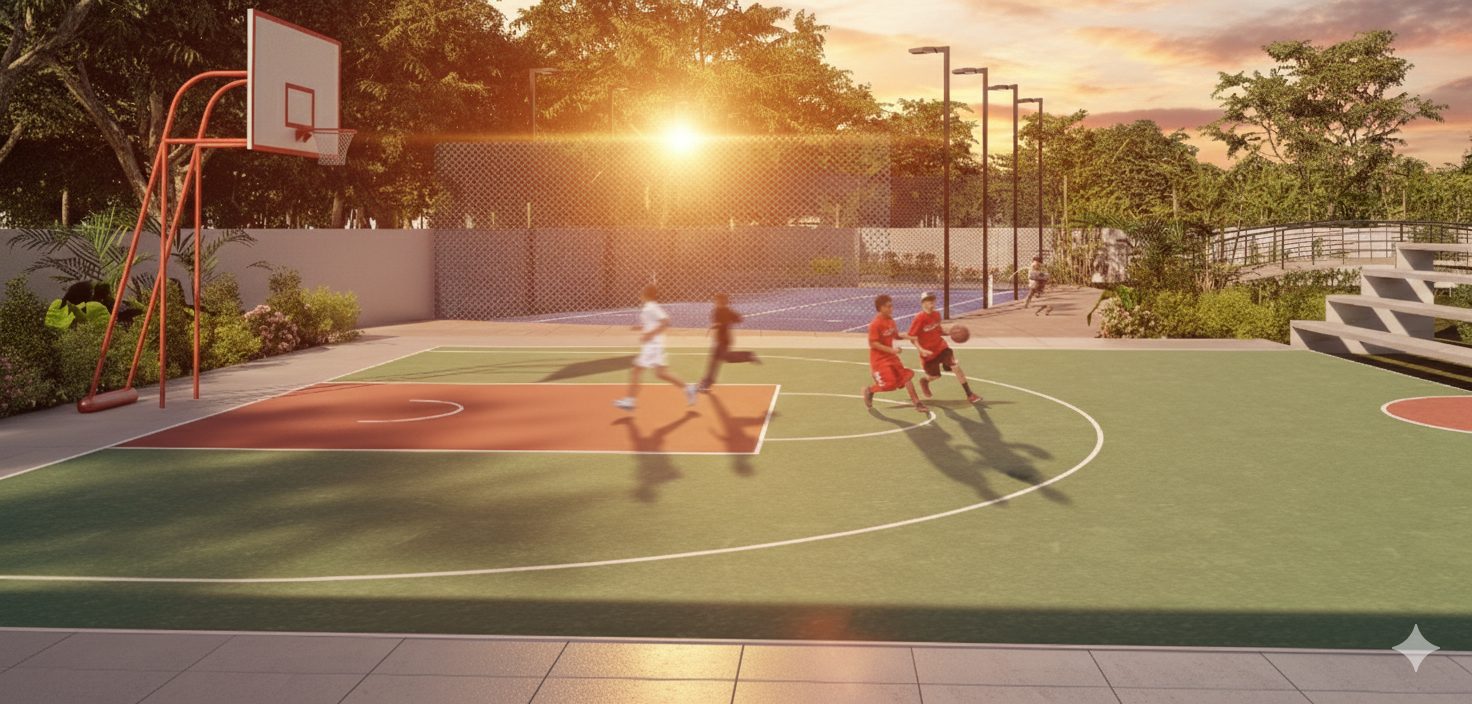 Cancha de baloncesto y pádel